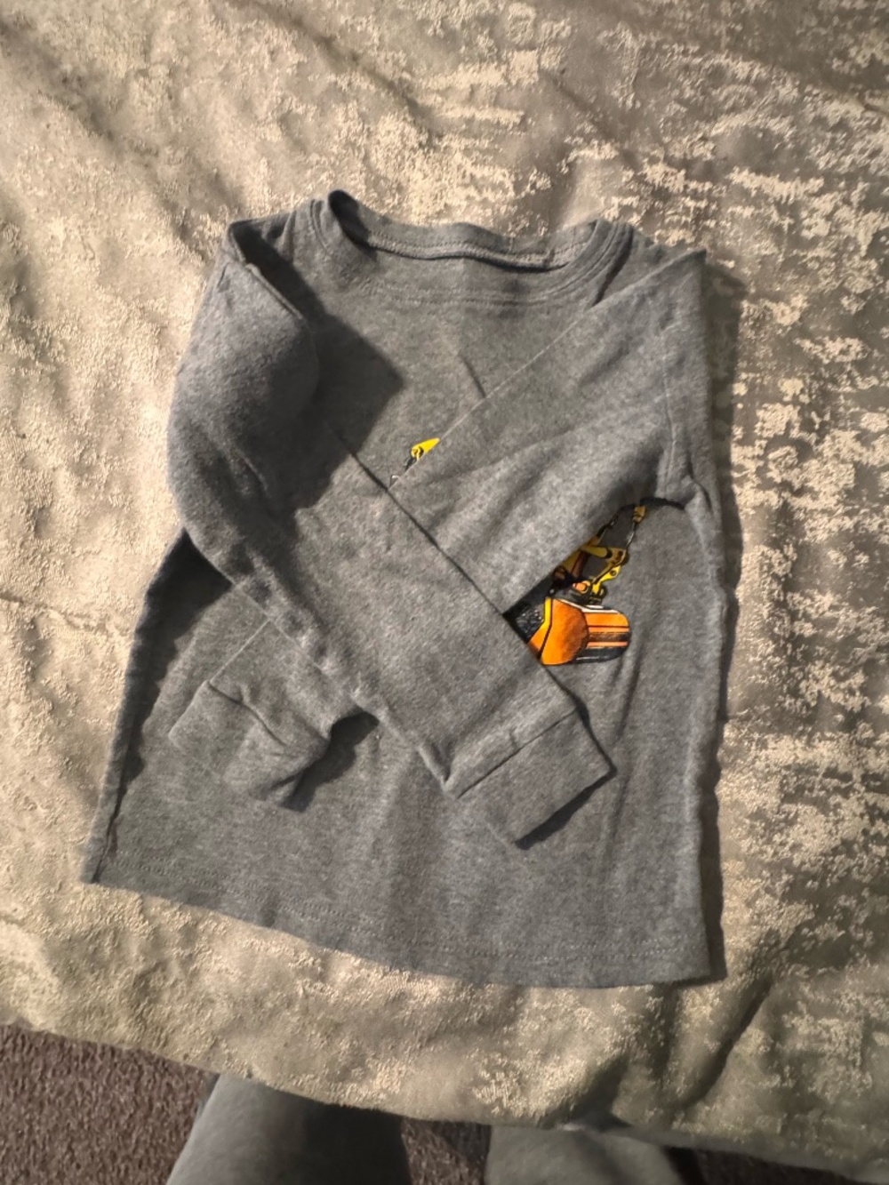 Toddler Gray Long Sleeve Excavator Truck Shirt